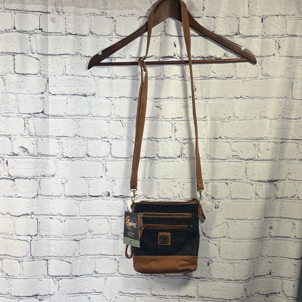 Stone & Co. Black and Tan Embossed Crossbody Bag - Picture 5 of 11